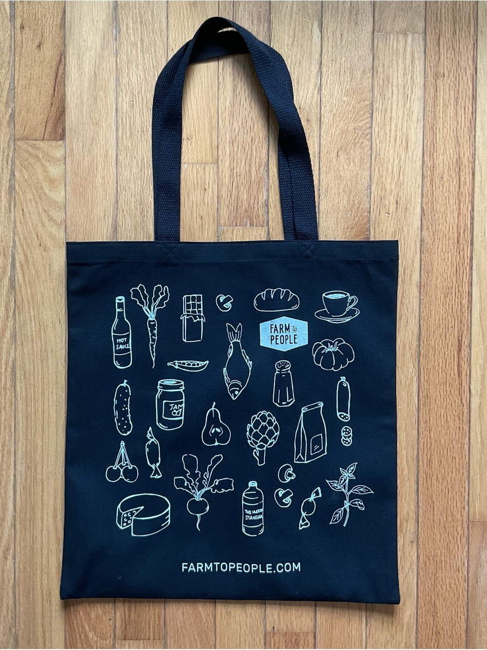 NEW Farm To People Tote Bag Black White Graphic Print 14.5” X 16”